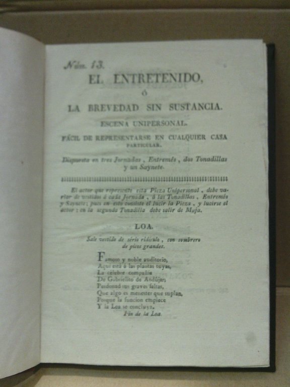 El Entretenido, ó La brevedad sin sustancia. (Escena unipersonal, facil …