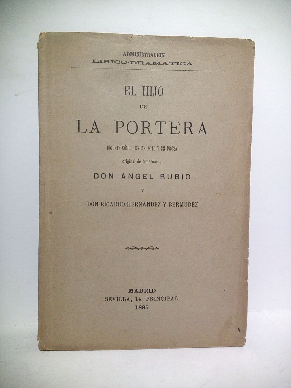 El hijo de la portera. (Juguete cómico en un acto …