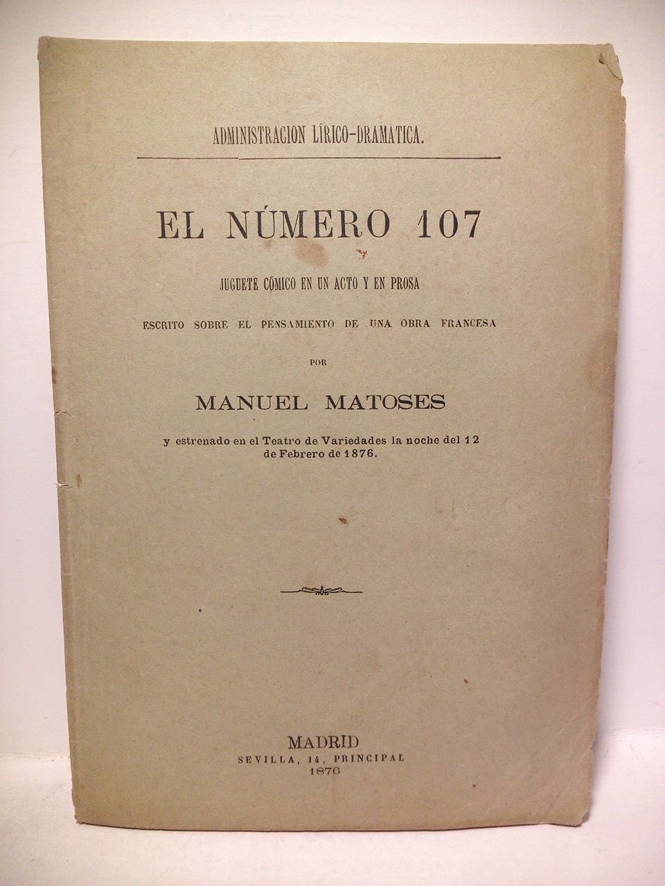 El número 107. (Juguete cómico en un acto y en … | Immagine principale