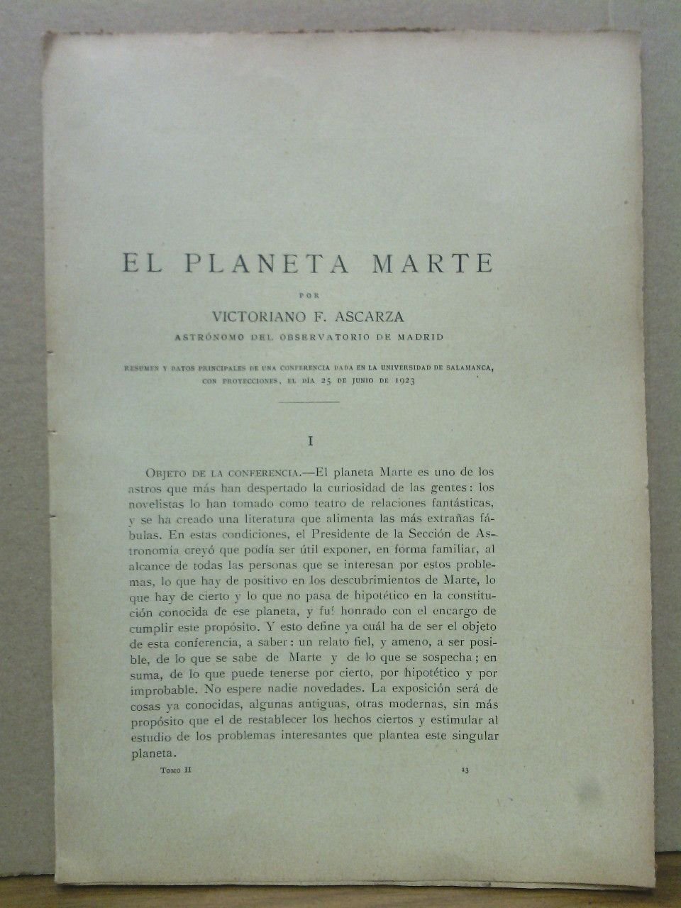 El Planeta Marte / por Victoriano F. Ascarza, Astrónomo ddel …