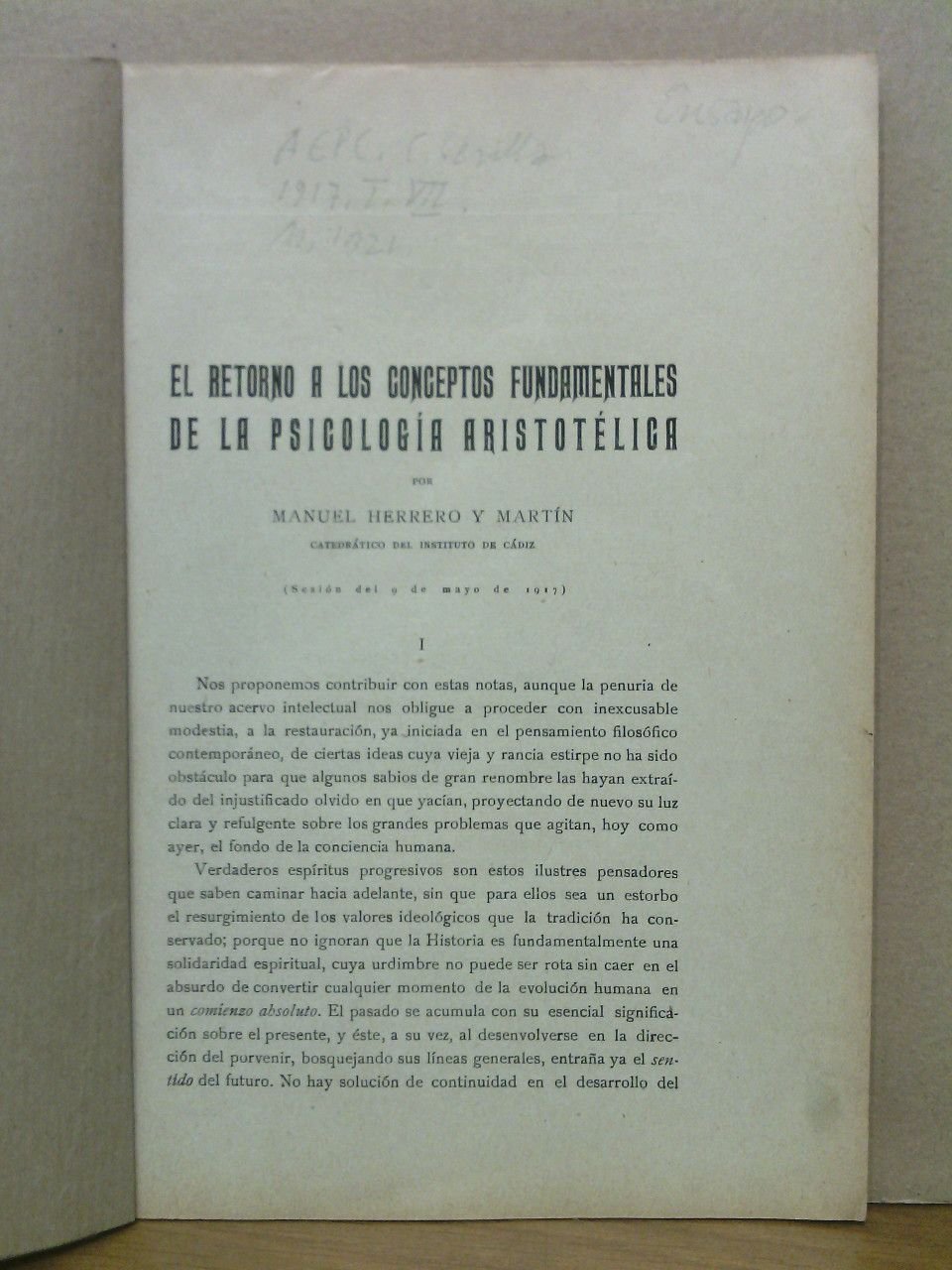 El retorno a los conceptos fundamentales de la psicología aristotélica. … | Immagine principale