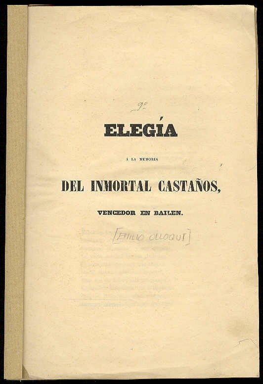 Elegía a la memoria del Inmortal Castaños, vencedor en Bailén