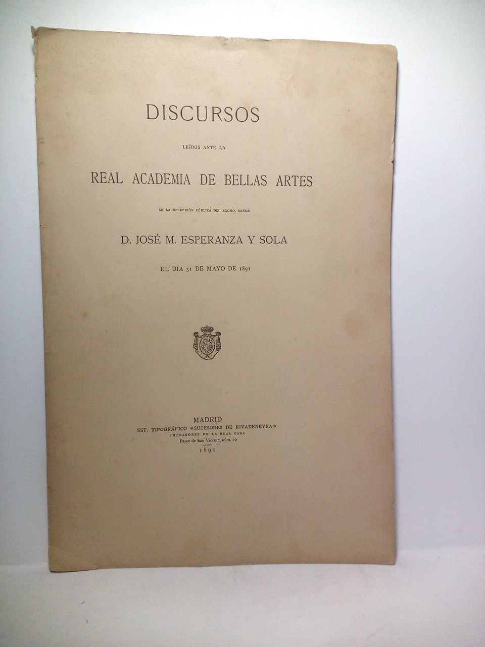 Esteban de Arteaga [1747-1799)].[y el arte lírico-dramático]. (Discurso de ingreso …