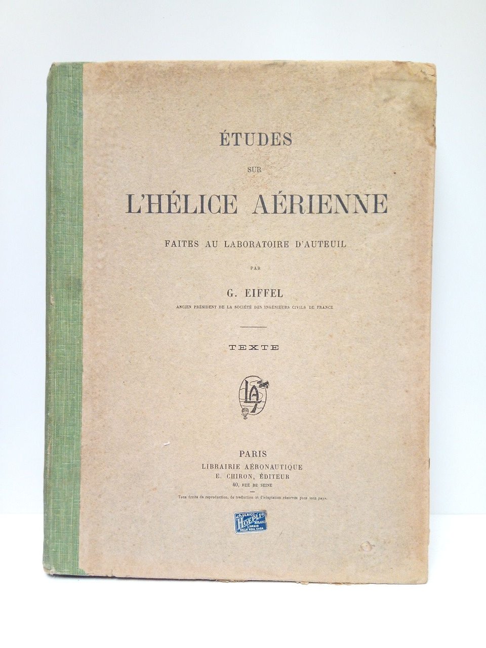 Etudes sur l'helice aérienne faites au laboratoire d'Auteuil / par …