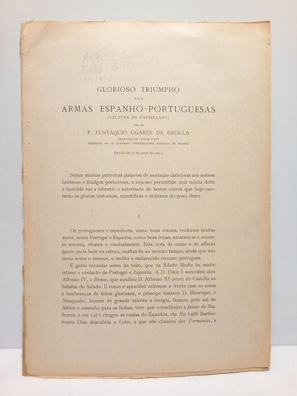 Glorioso Triunpho das Armas Espano-Portuguesas. [Conferencia]