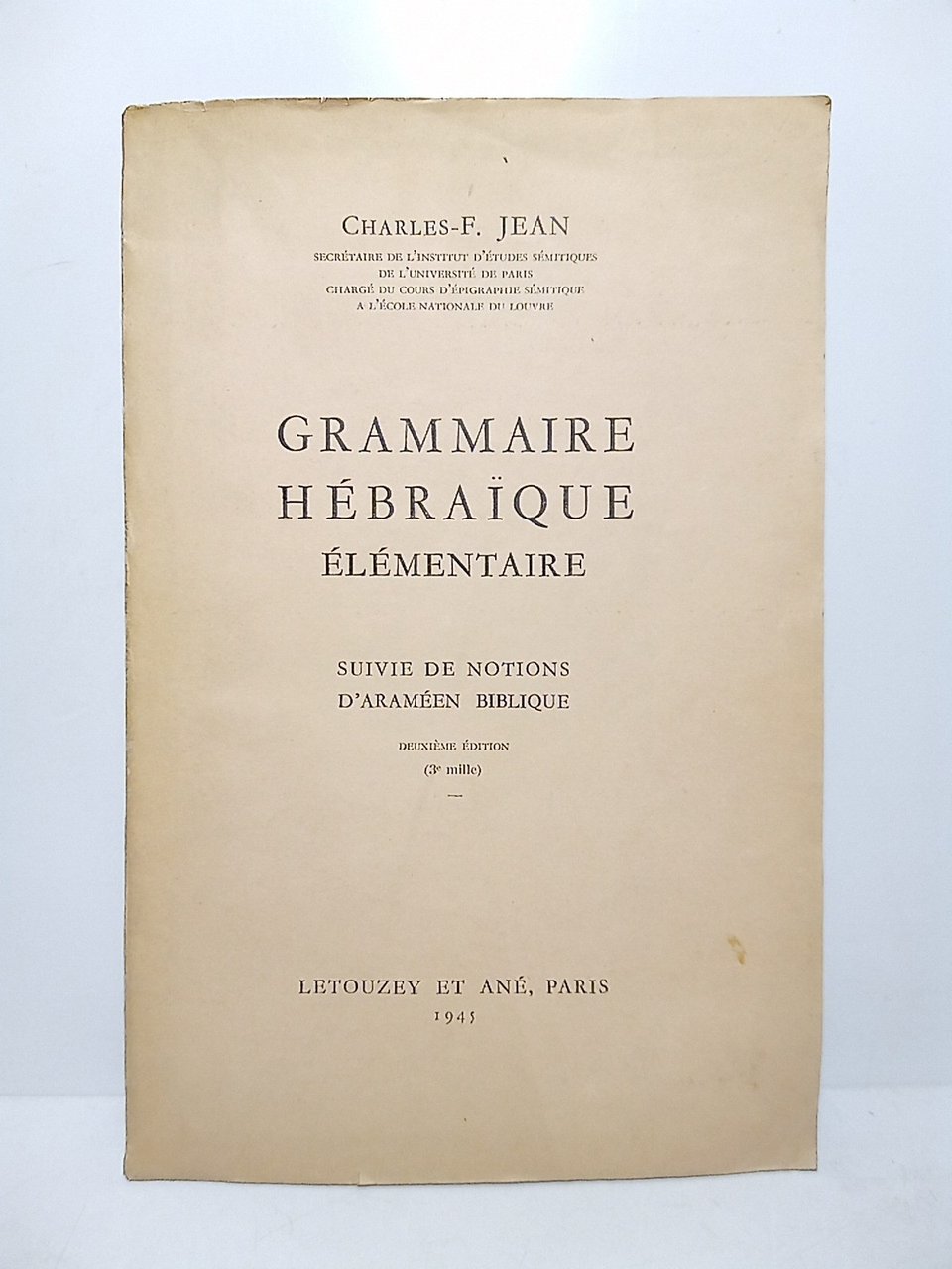 Grammaire hébraïque élémentaire: Suivie de notions d'araméen biblique | Immagine principale