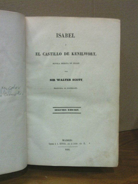 Isabel o el Castillo de Kenilwort / Novela escrita en …