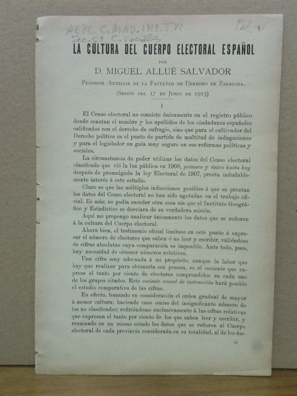 La cultura del cuerpo electoral español