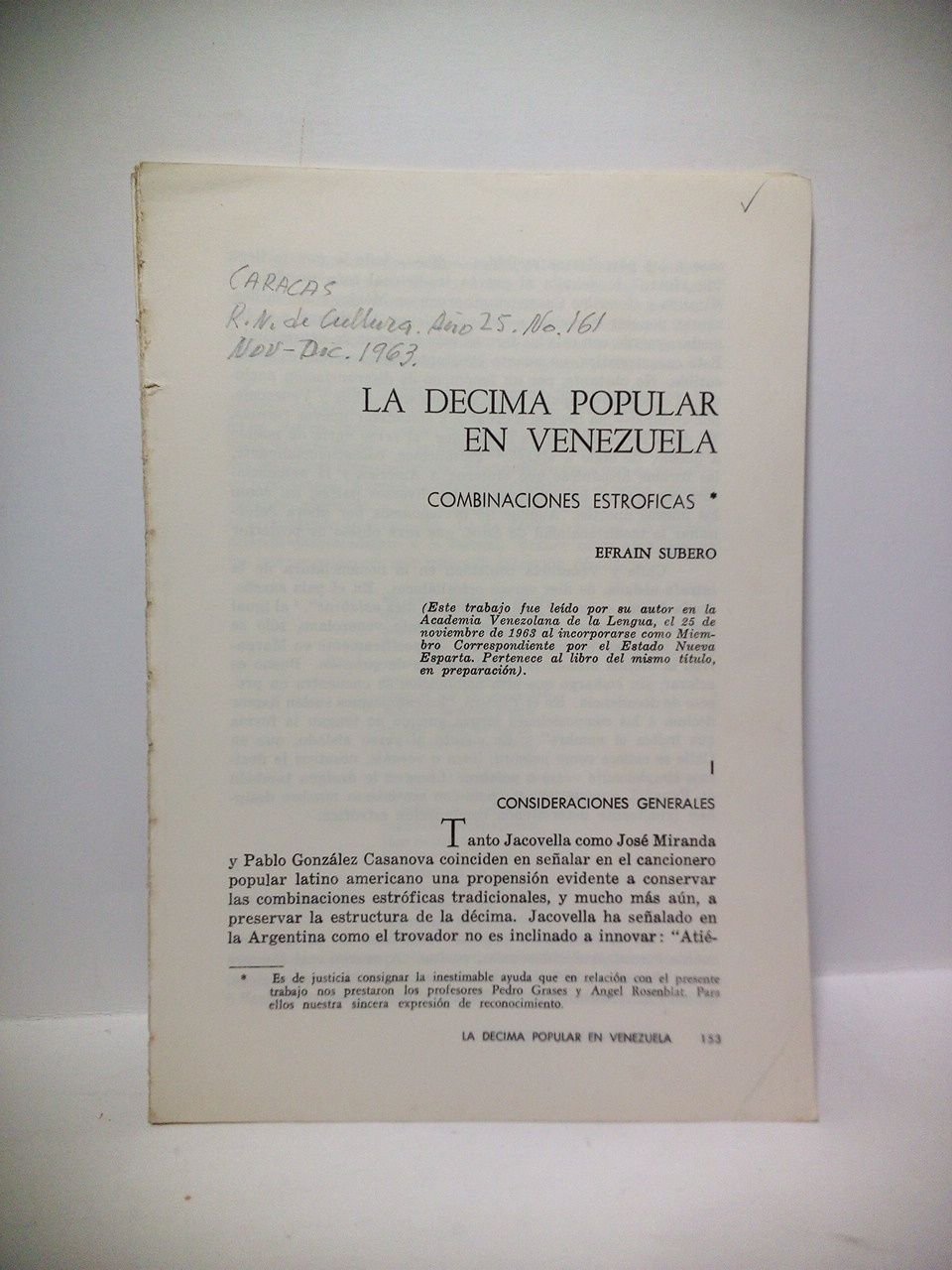 La décima popular en Venezuela: Combinaciones estróficas. (Trabajo leído por …