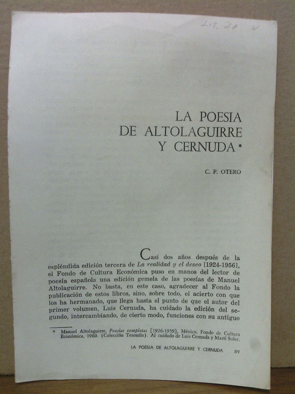 La poesía de Altolaguirre y Cernuda | Immagine principale