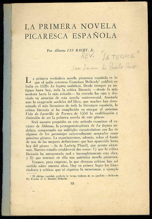 La primera novela picaresca española