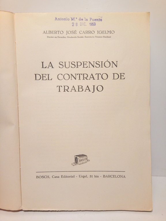 La suspensión del contrato de trabajo
