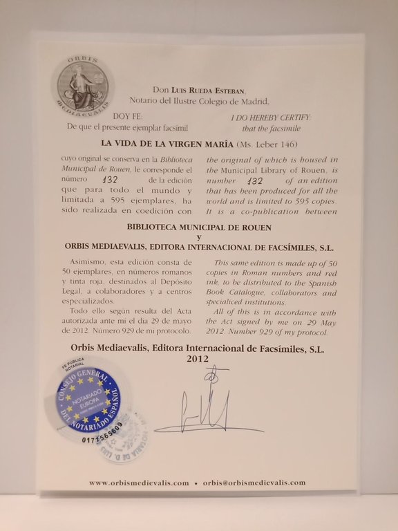 La Vida de la Virgen María = Vita Beatae Virginis …