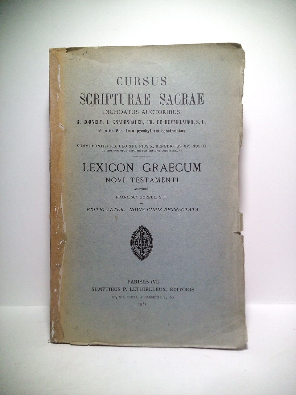 Lexicon Graecum Novi Testamenti. Edito altera novis curis retractata