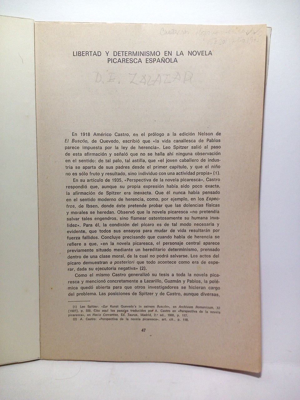 Libertad y determinismo en la novela picaresca española