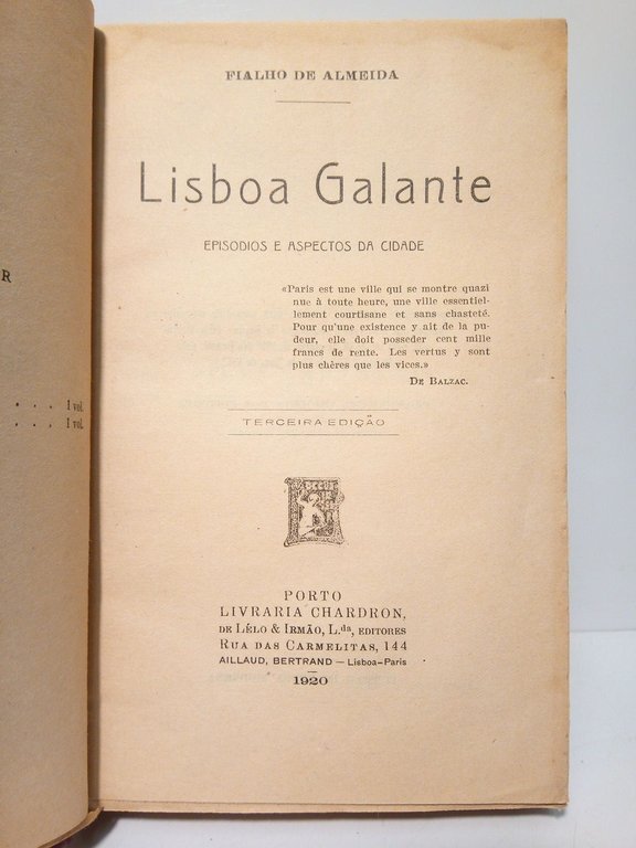 Lisboa Galante. Episodios y aspectos da cidade