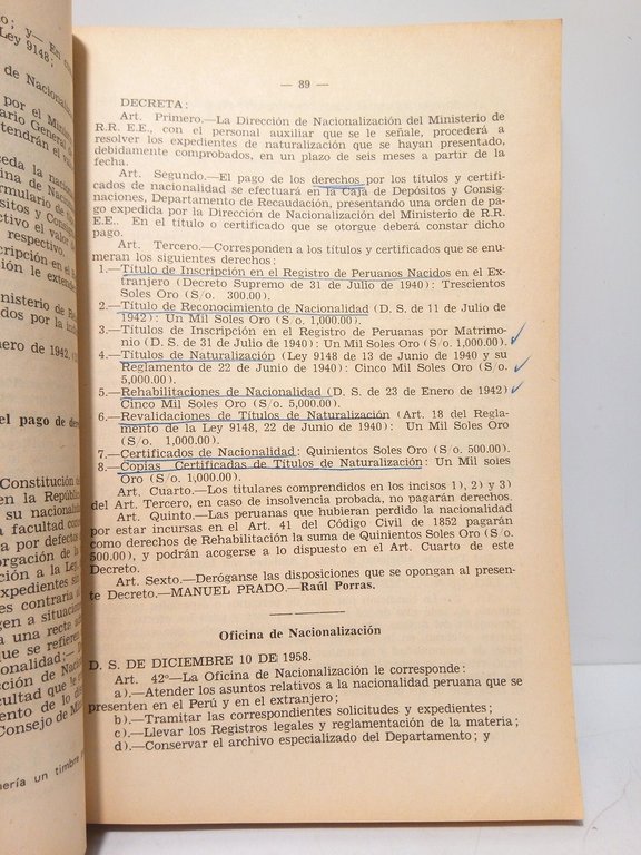 Los extranjeros ante la Ley Peruana / por Arturo Nieves …
