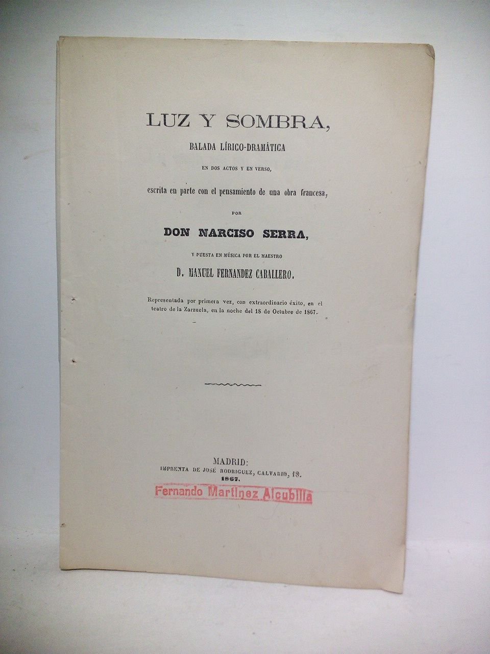 Luz y sombra. (Balada lírico-dramática en dos actos y en … | Immagine principale
