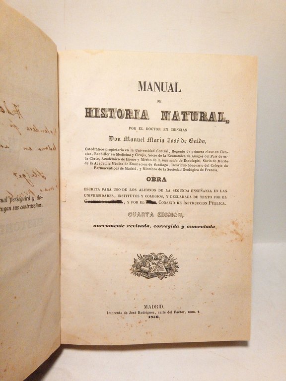 Manual de Historia Natural: Obra escrita para uso de los …