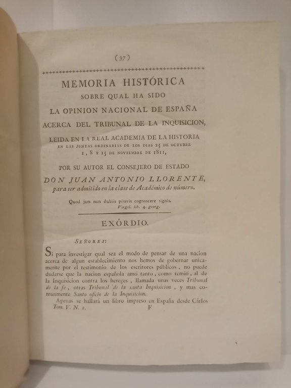 Memoria histórica sobre qual ha sido la opinión nacional de …