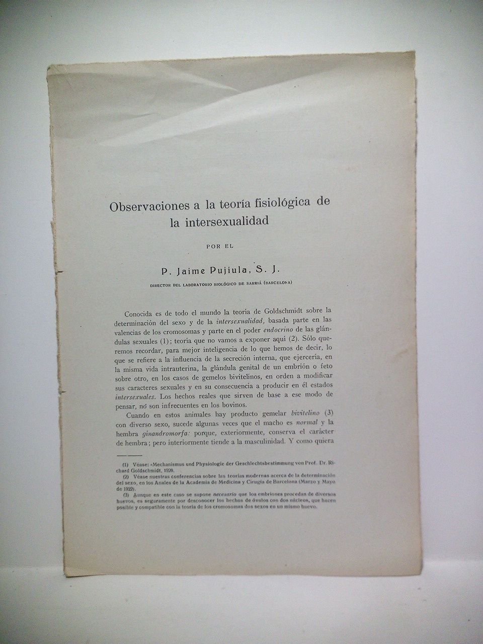 Observaciones a la teoría fisiológica de la intersexualidad | Immagine principale