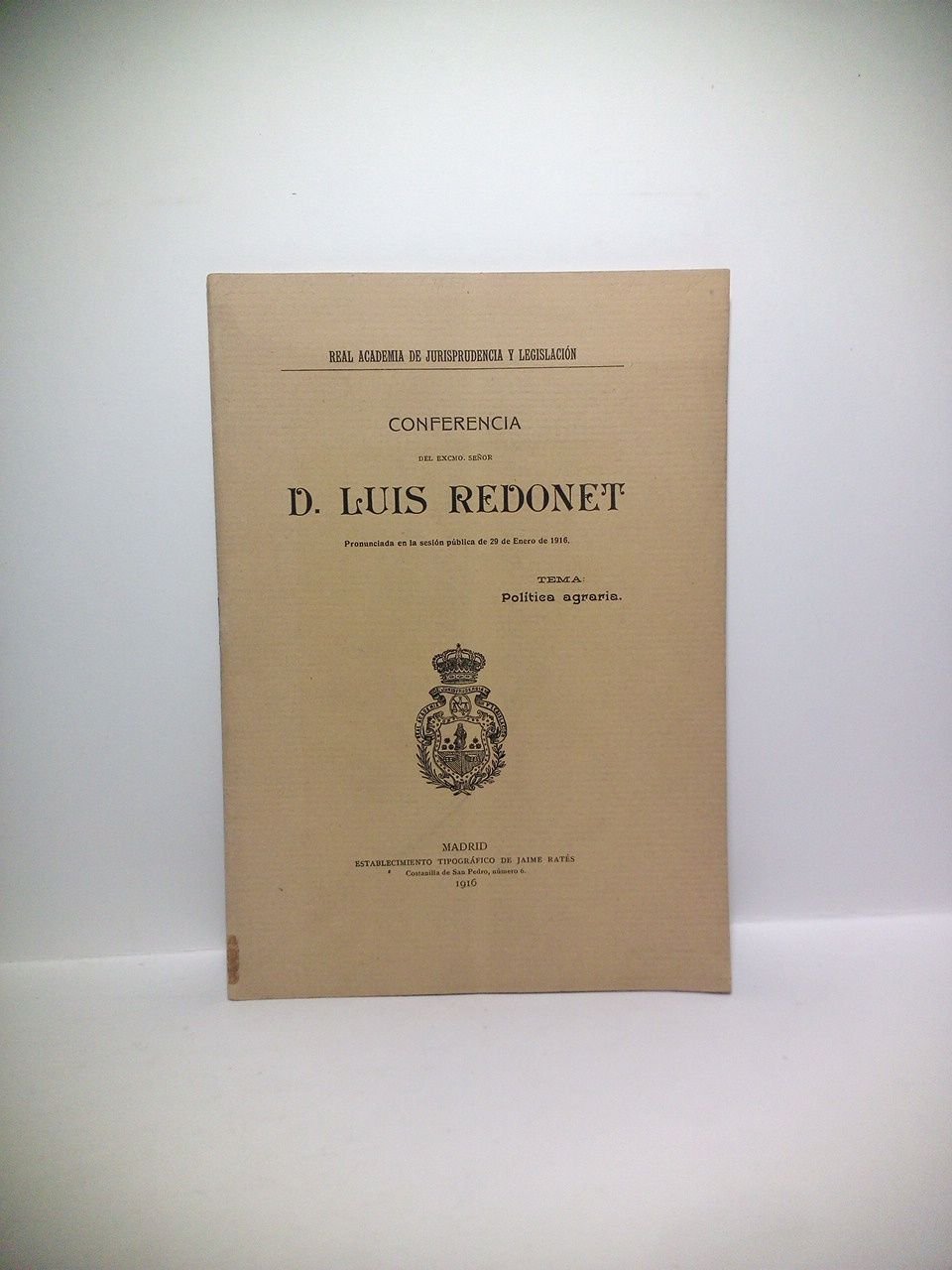 Política agrária. (Es una conferencia en la R. A. de … | Immagine principale