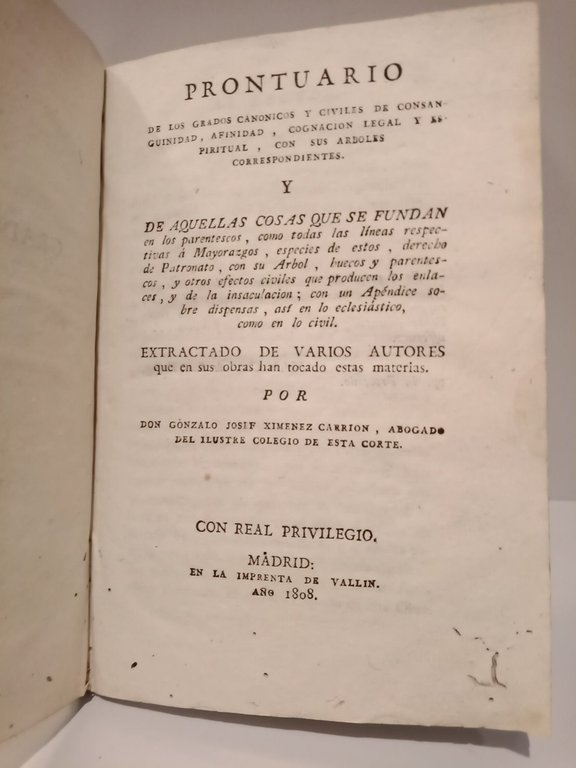 Prontuario de los grados canónicos y civiles de consanguinidad, afinidad, … | Immagine Gallery 2