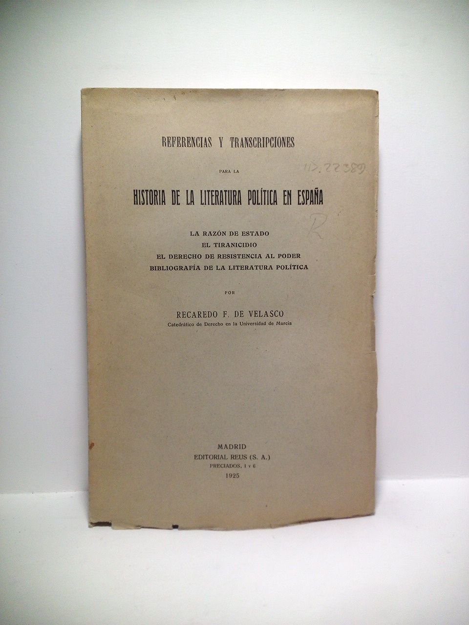 Referencias y transcripciones de la historia de la literatura política …