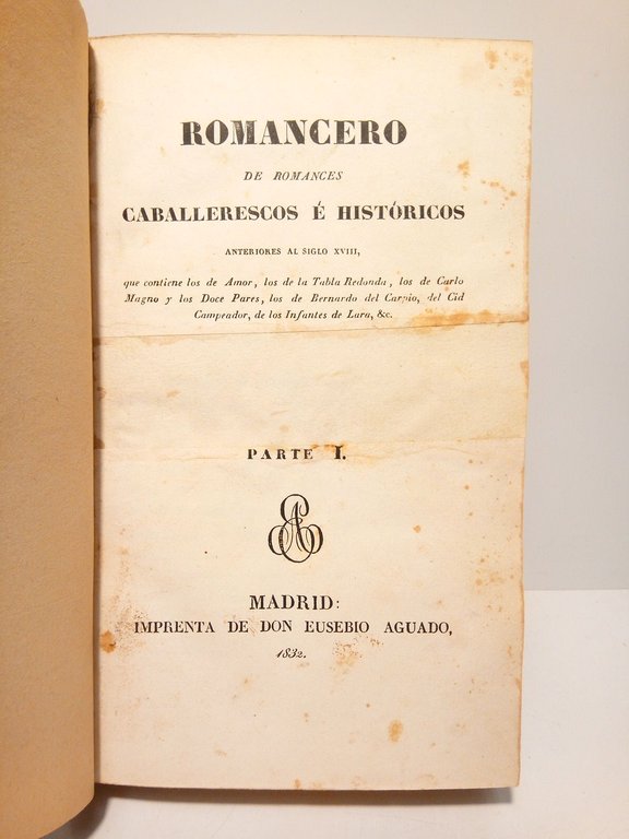 Romancero de romances caballerescos é históricos anteriores al siglo XVIII, …