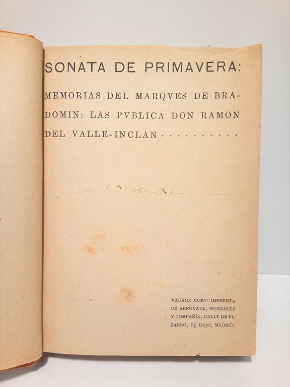 Sonata de Primavera: memorias del Marqués de Bradomín
