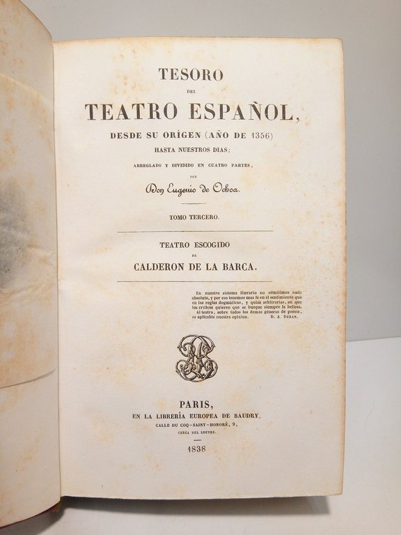 Tesoro del Teatro Español, desde su origen (año de 1356) …