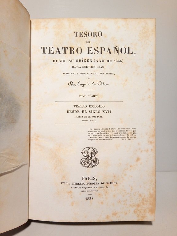 Tesoro del Teatro Español, desde su origen (año de 1356) …