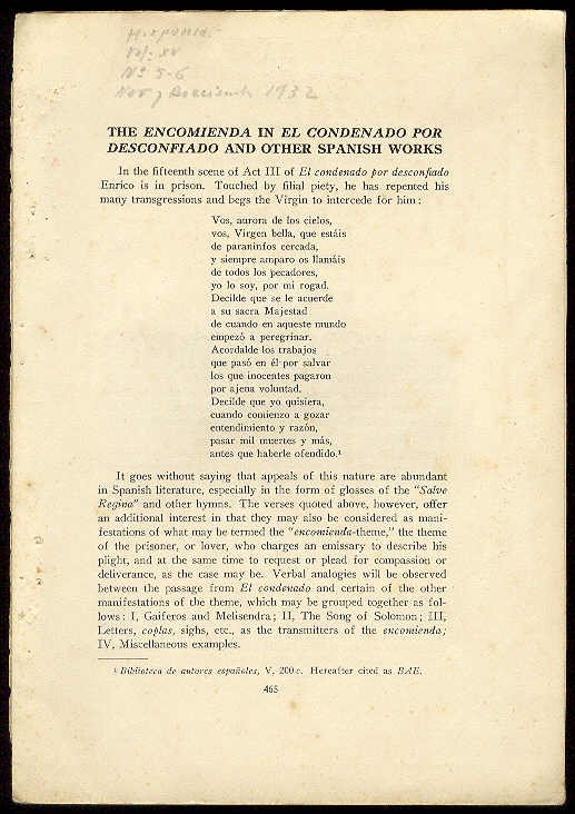 The encomienda in "El condenado por desconfiado" [de Tirso] and …