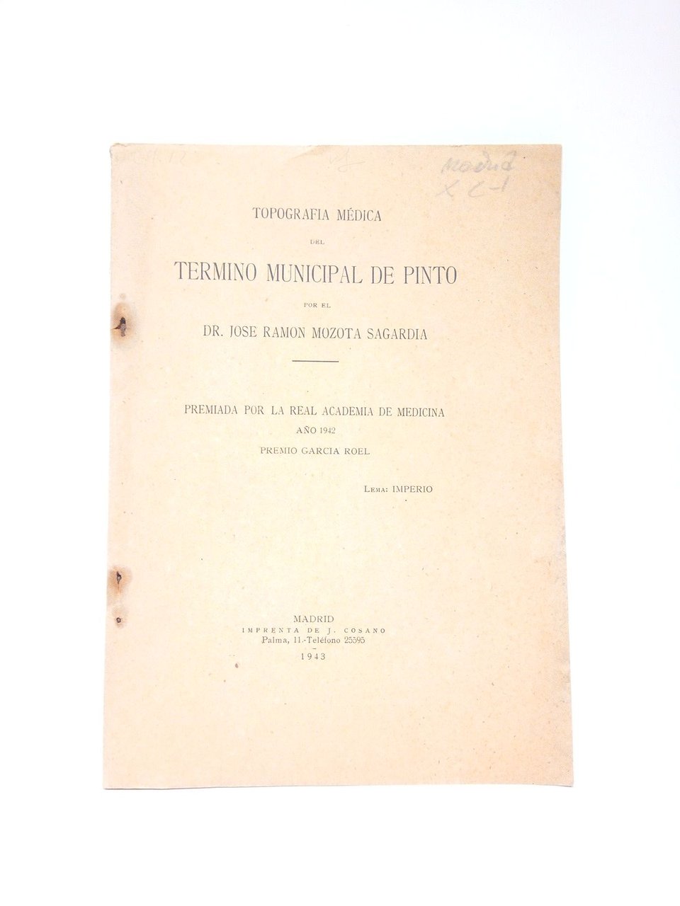 Topografía médica del término municipal de PINTO