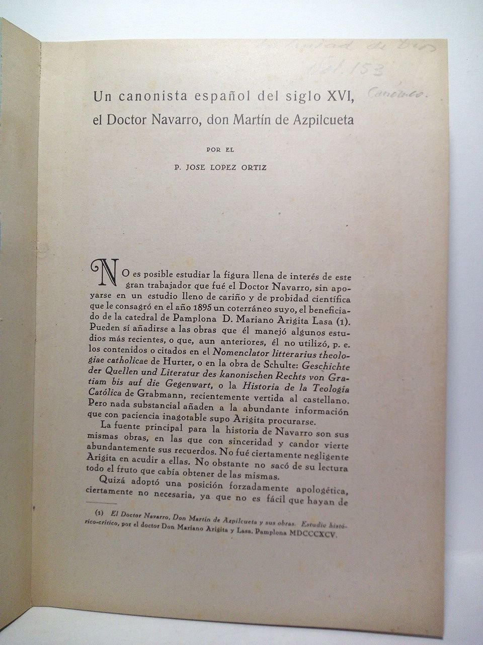 Un canonista español del siglo XVI, el Doctor Navarro, don …