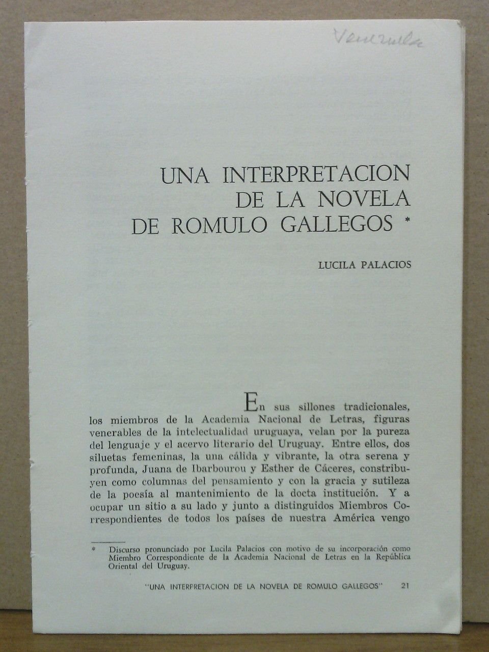 Una interpretación de la novela de Rómulo Gallegos, por Lucila …