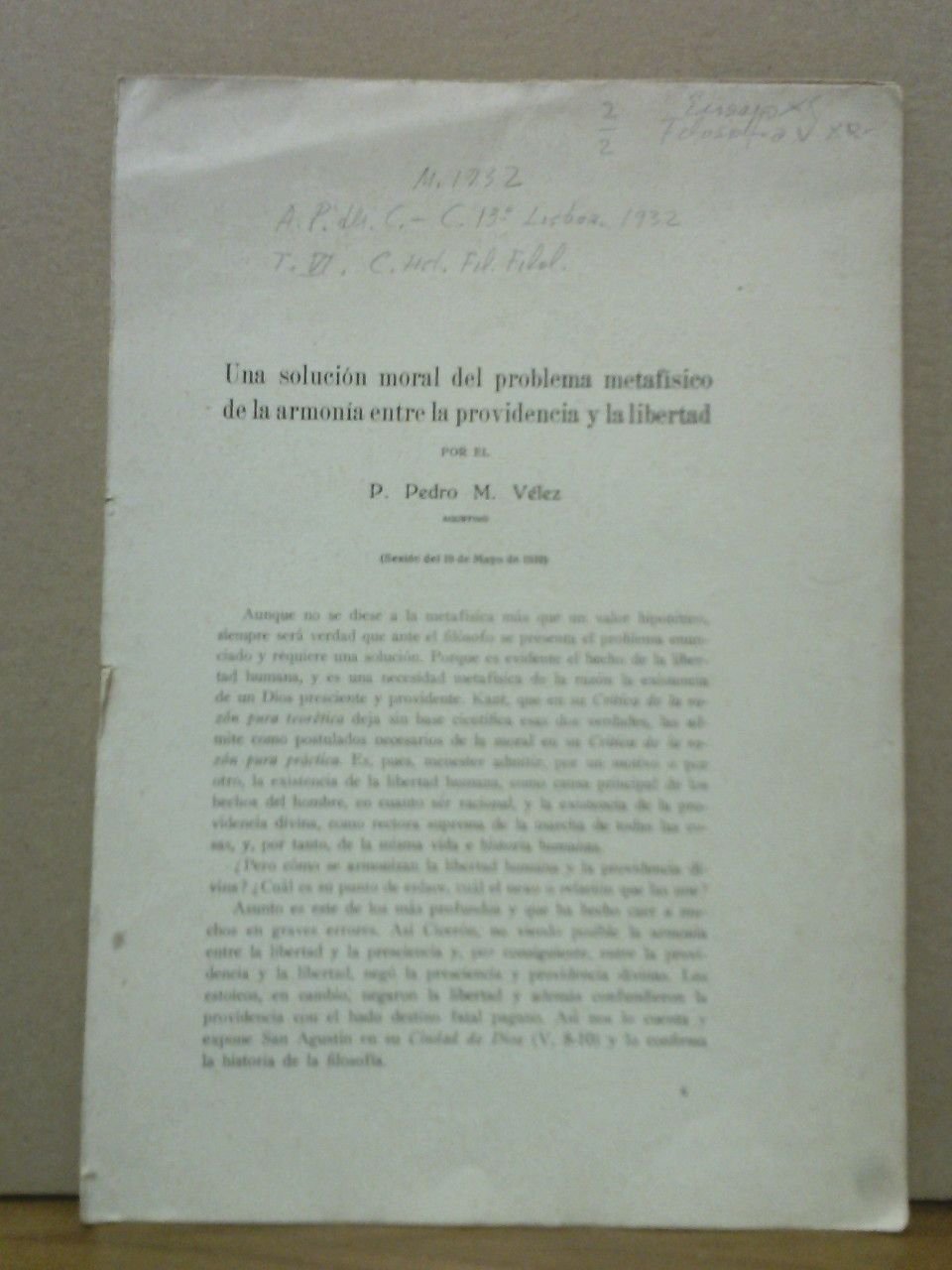 Una solución moral del problema metafísico de la armonía entre …