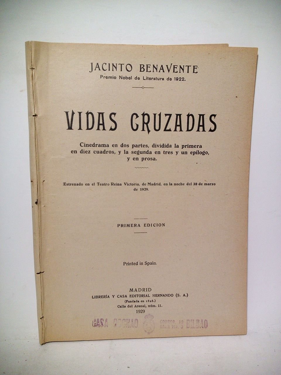 Vidas cruzadas. (Cinedrama en dos partes, dividida la primera en …
