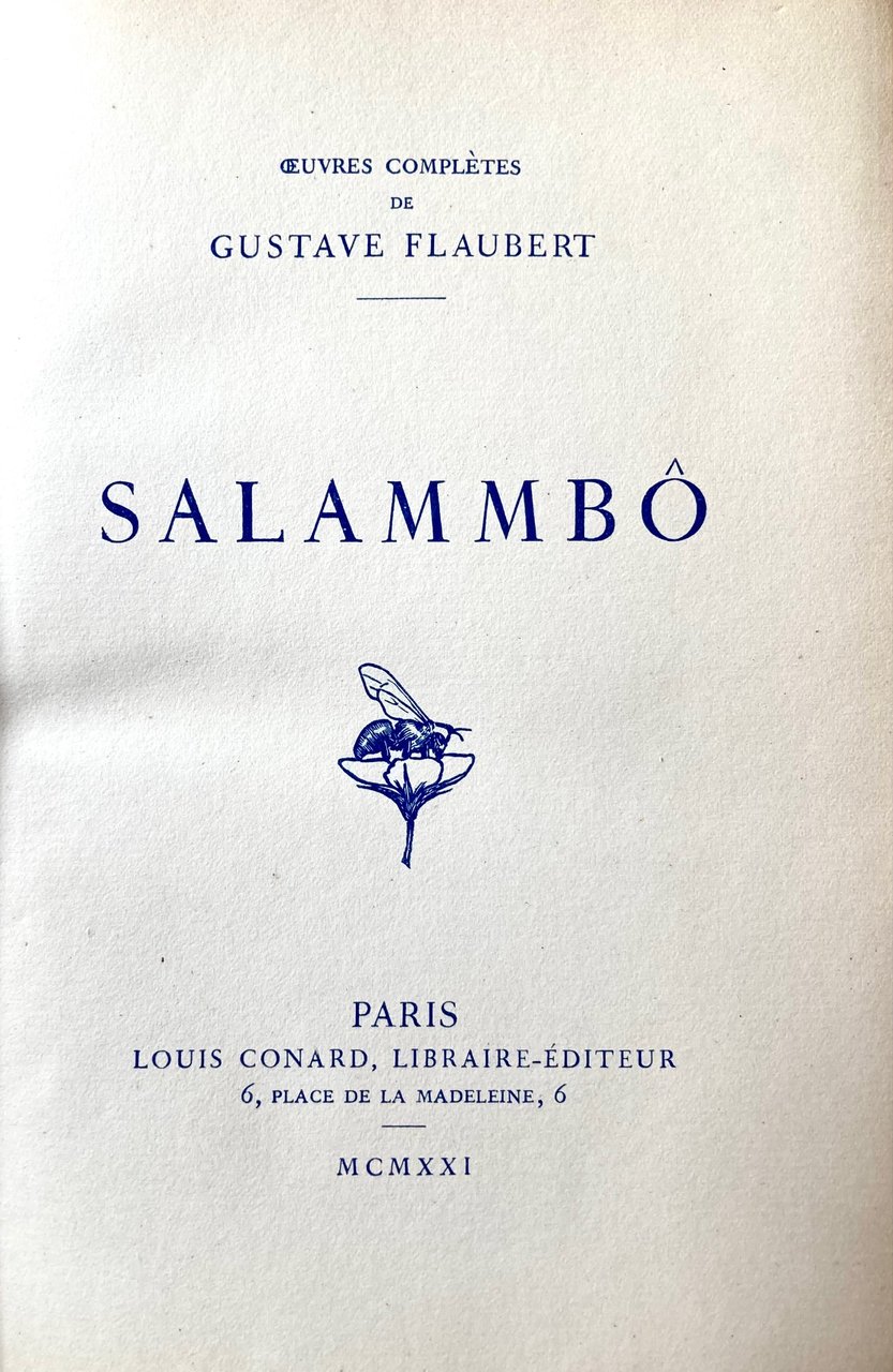 Salammbo. Edizione limitata in 50 copie. In francese.