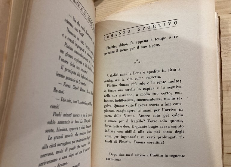 .raccoglie, fugge, centra. Romanzo sportivo
