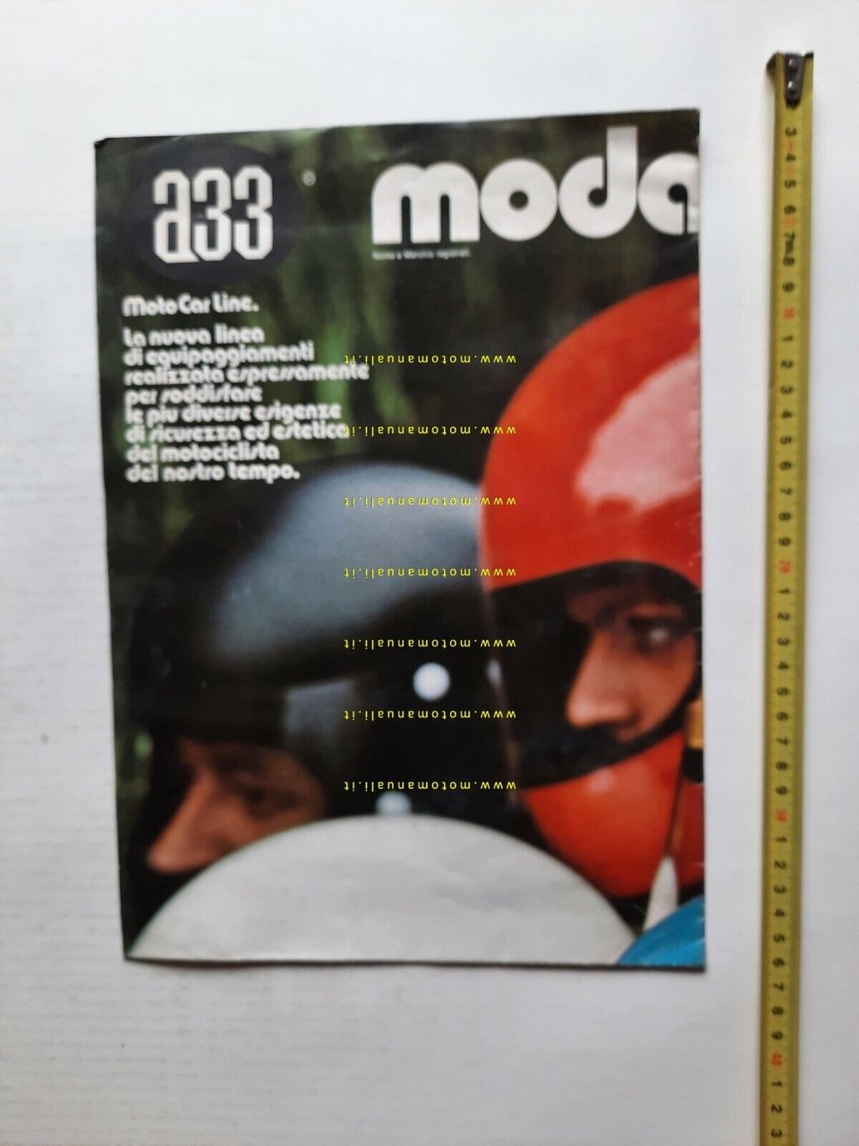 A33 Modamoto produzione caschi 1973 depliant POSTER originale brochure