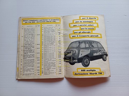 Abarth 750 derivazione Fiat 600 1957 depliant italiano originale