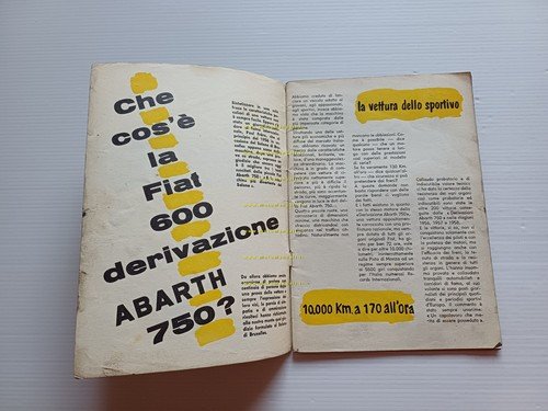 Abarth 750 derivazione Fiat 600 1957 depliant italiano originale