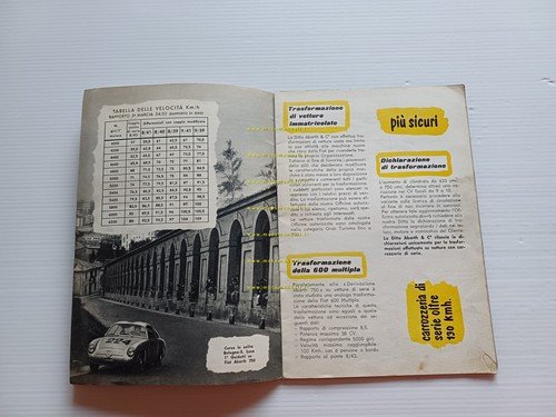 Abarth 750 derivazione Fiat 600 1957 depliant italiano originale