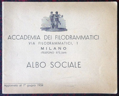 Accademia dei Filodrammatici - Albo Sociale - Milano 1954
