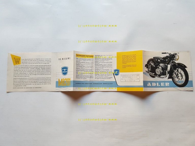 Adler MB 201 1954 depliant originale TESTO OLANDESE