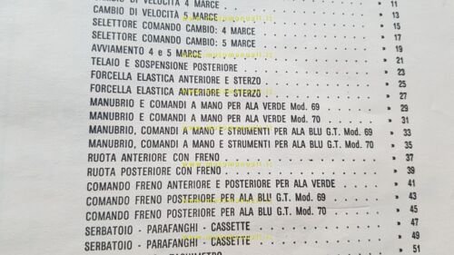 Aermacchi 250 Ala Verde-Blu-GT 1969 catalogo ricambi originale parts catalogue