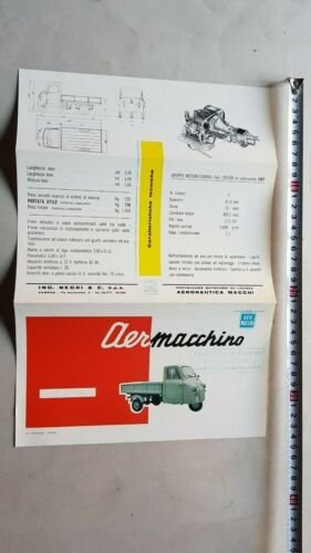 Aermacchi Aermacchino motore 500 Fiat Motocarro 1955 depliant originale brochure