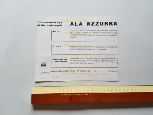 Aermacchi Ala Azzurra 250 1958 depliant originale inglese