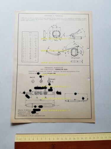 Aermacchi Ala Azzurra 250 N 1960 scheda omologazione DGM Facsimile …